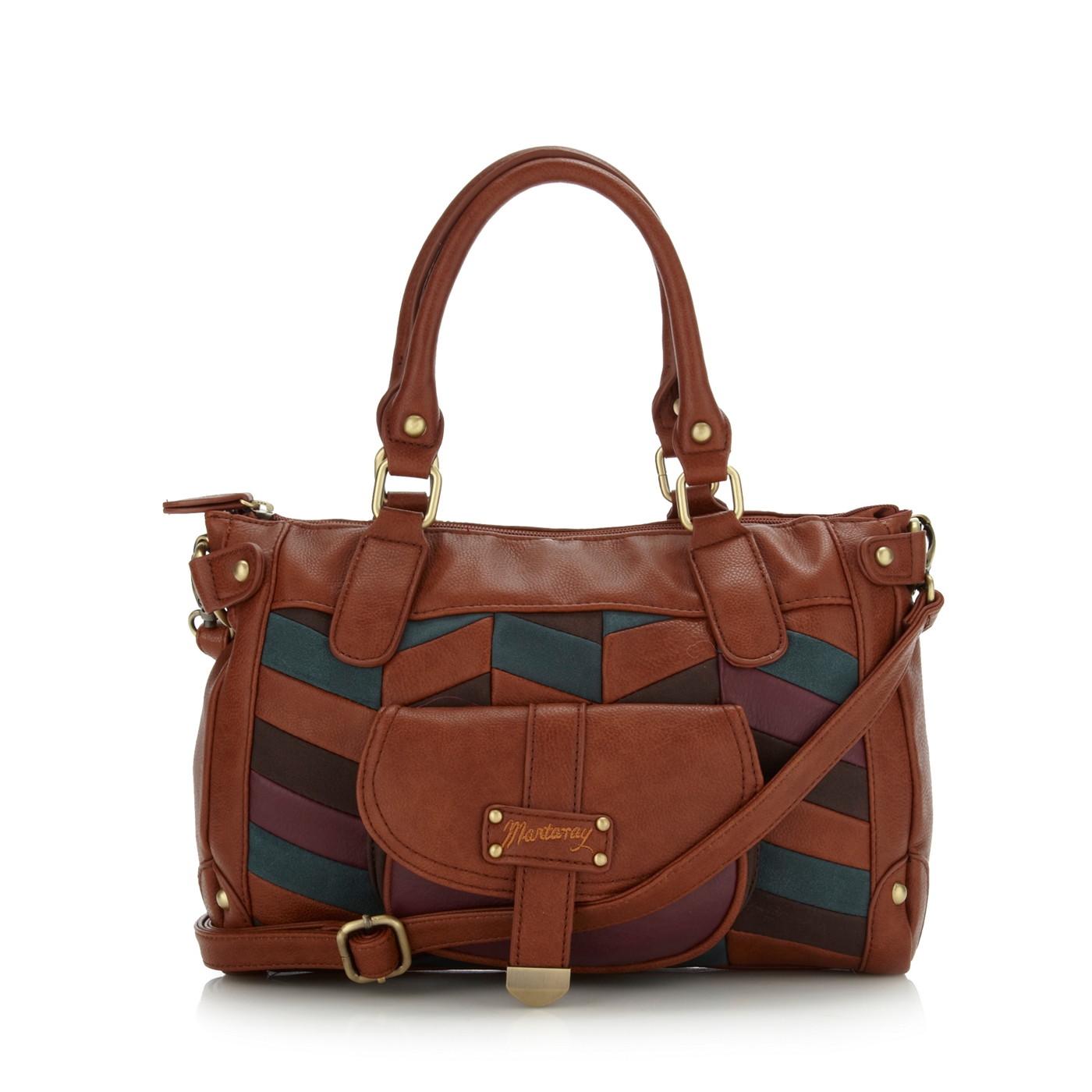 Mantaray Tan zig zag shoulder bag