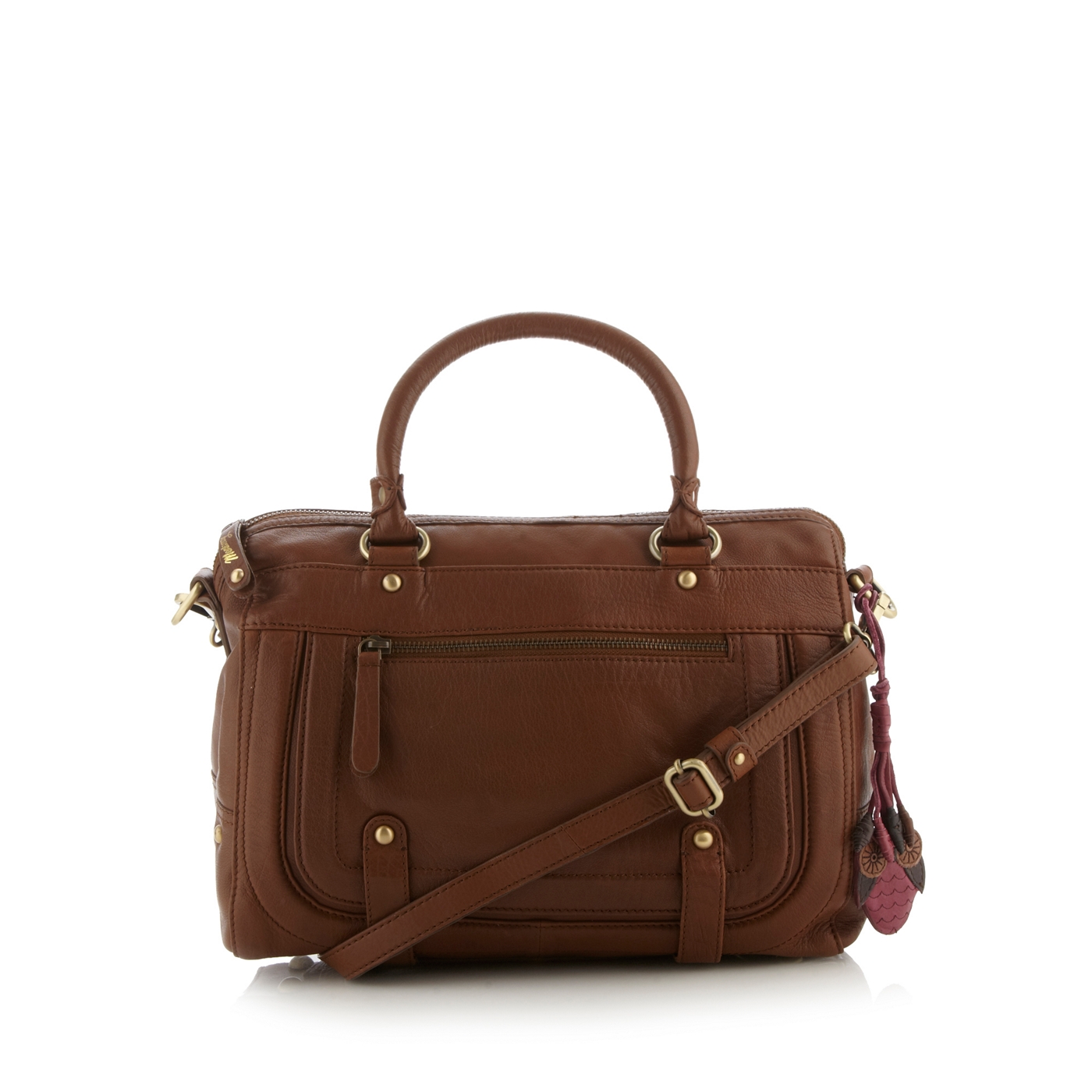 Mantaray Tan front zip detail bowler bag