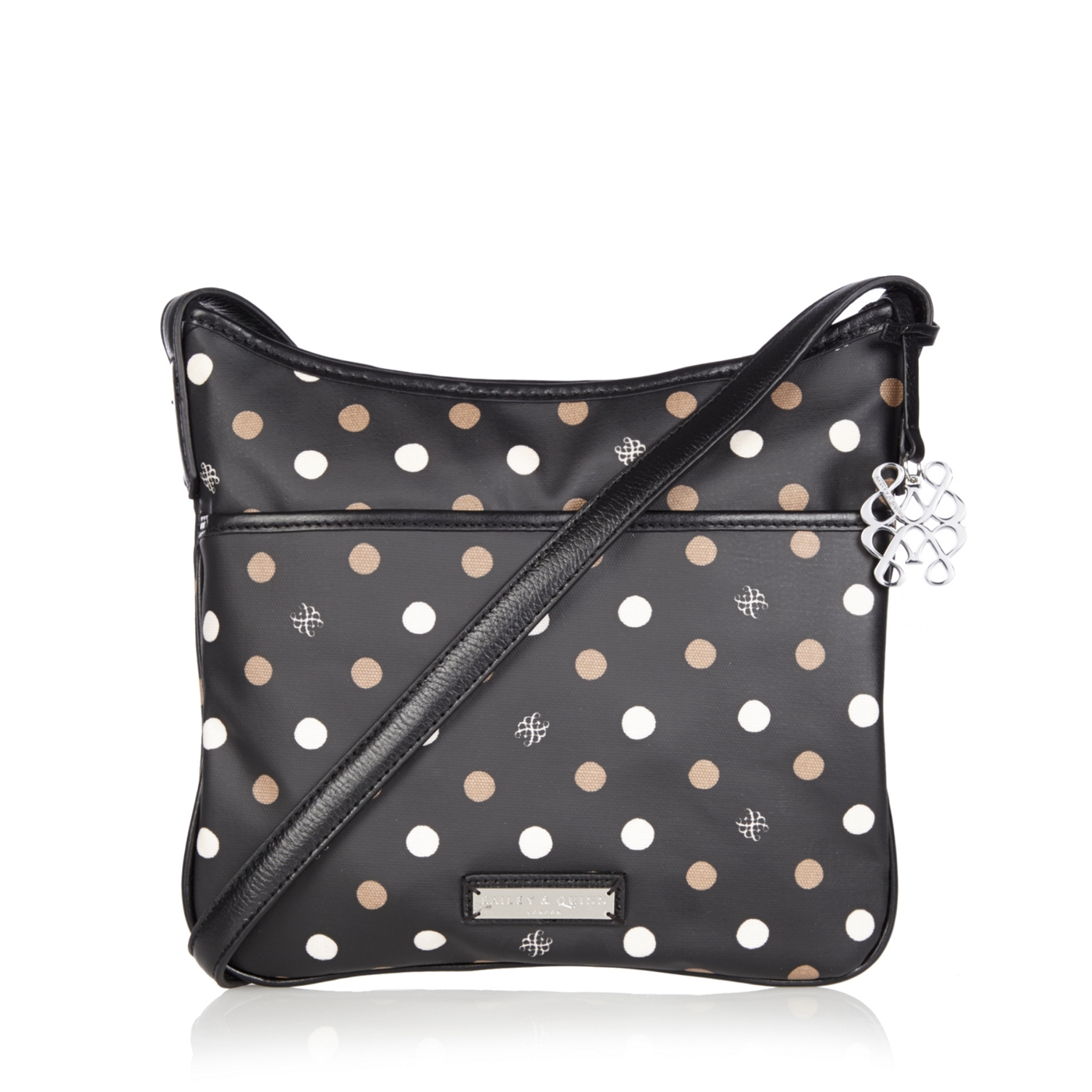 Bailey & Quinn Black spotted coated canvas cross body bag