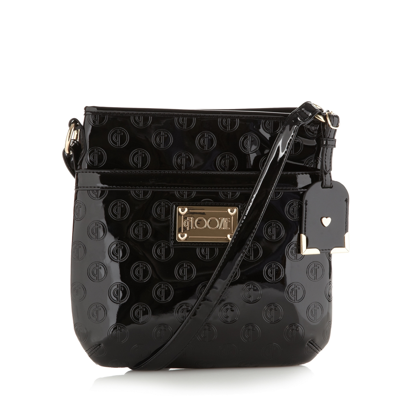 Floozie by Frost French Black embossed patent cross body bag