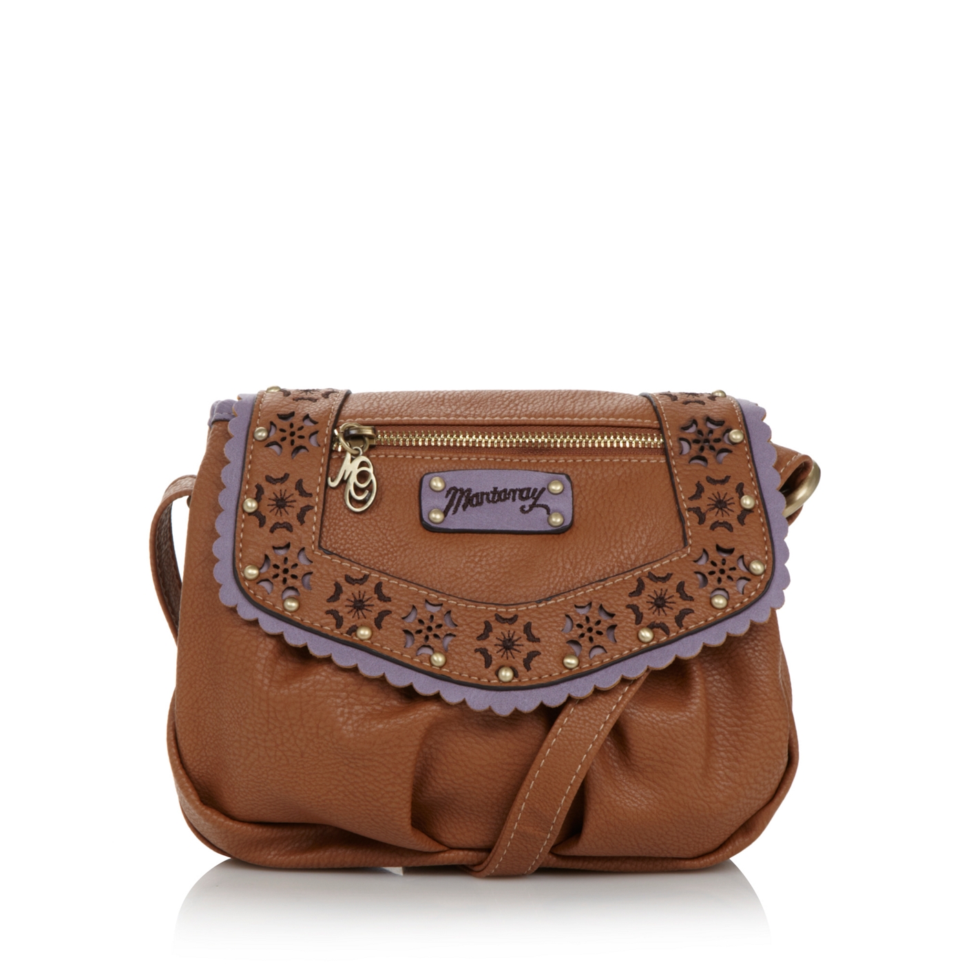 Mantaray Tan scalloped cutout detail cross body bag