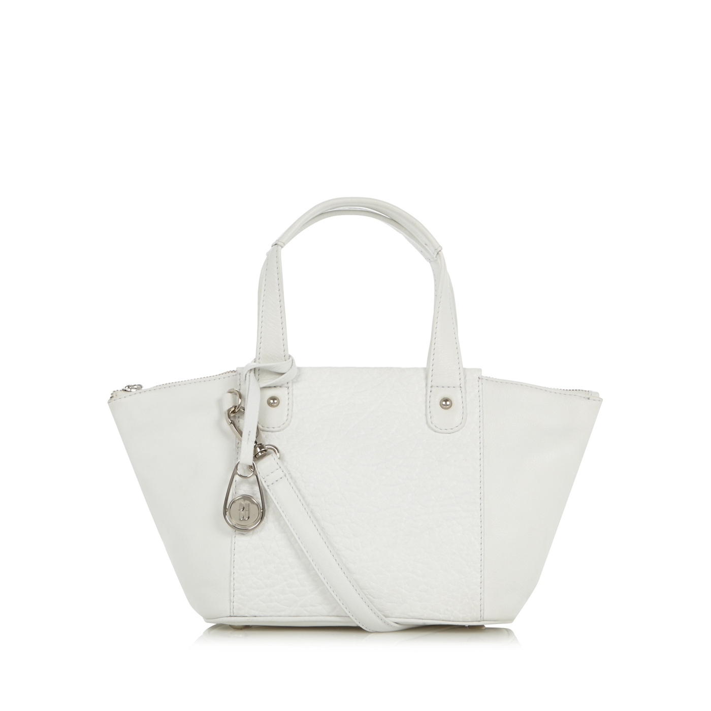 Betty Jackson.Black Designer white grained leather grab bag