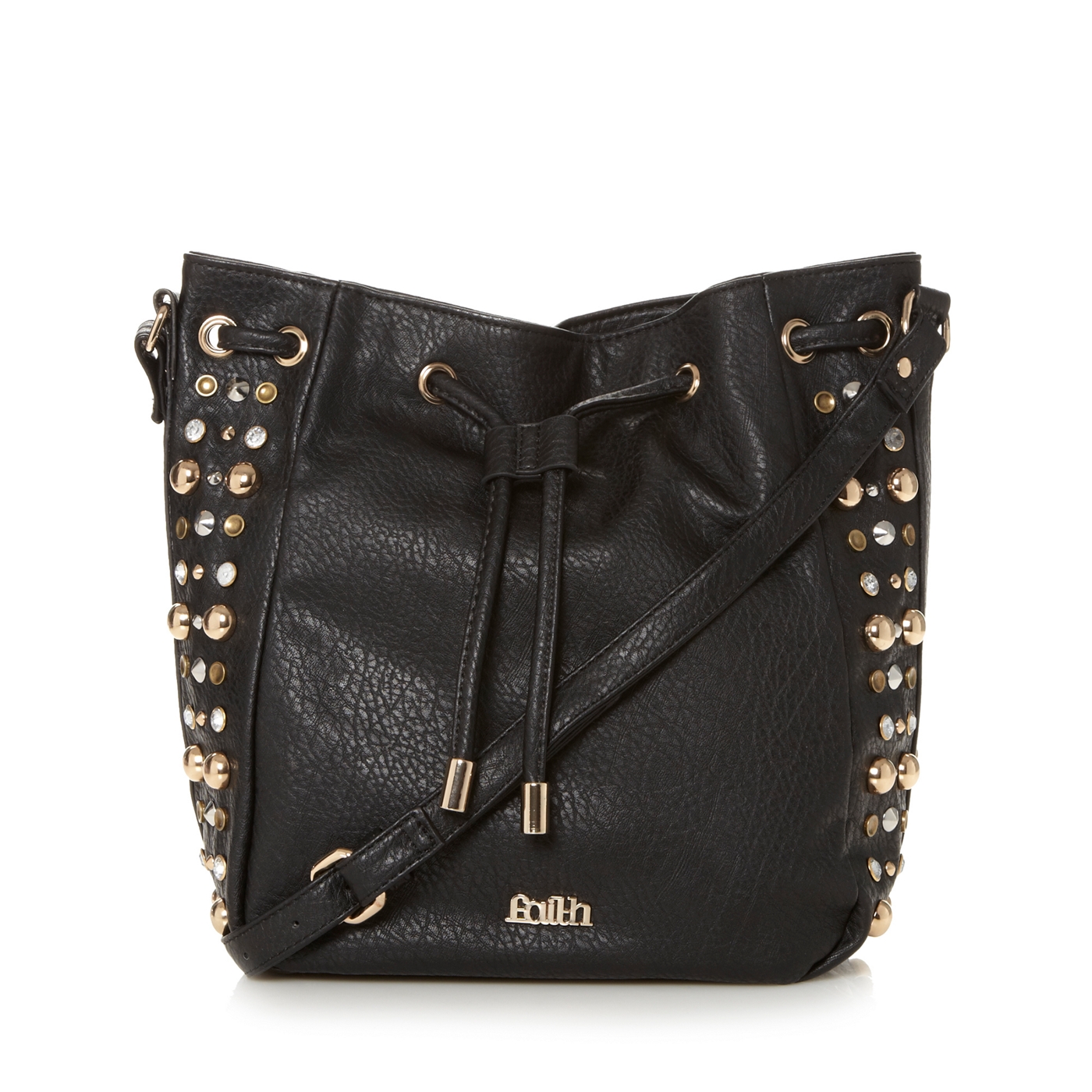 Faith Black studded side cross body bag