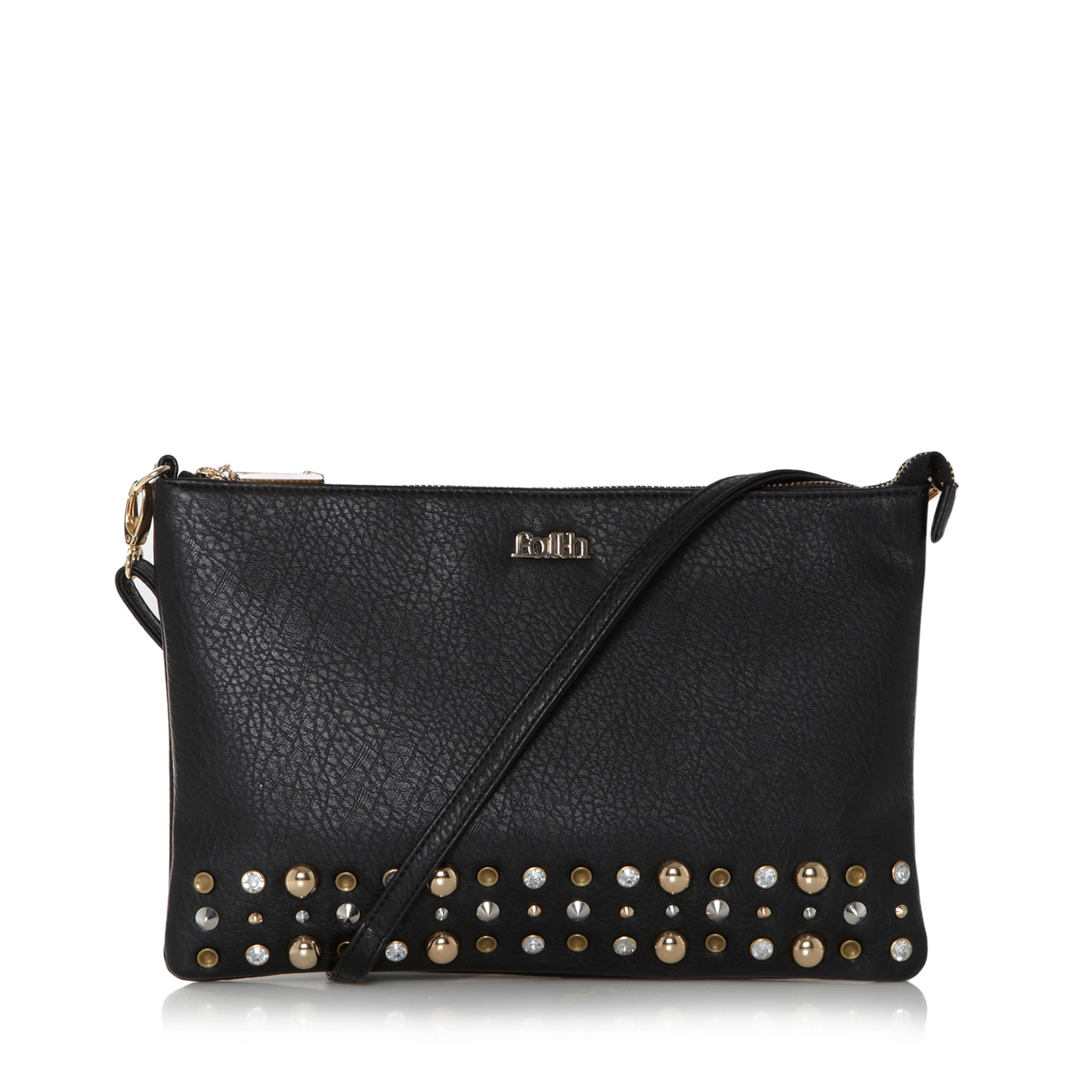 Faith Black studded cross body bag