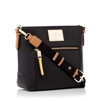 J by Jasper Conran Black textured faux leather cross body bag | Debenhams