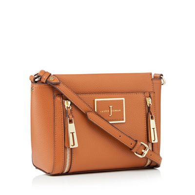 J by Jasper Conran - Tan faux leather double zip cross body bag