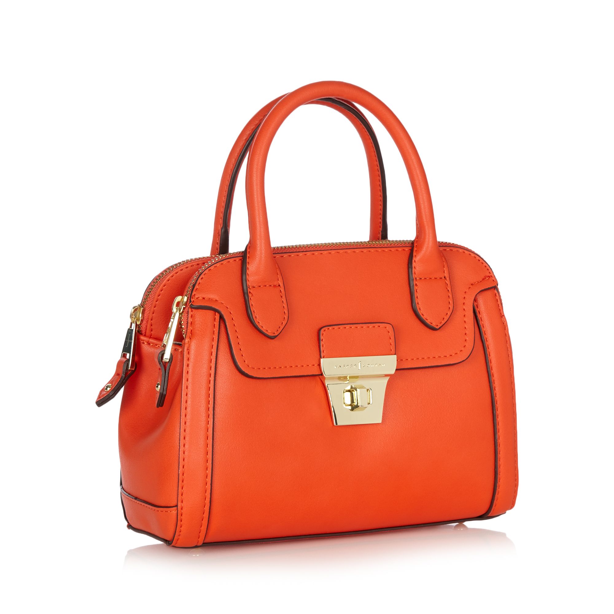 J By Jasper Conran Womens Designer Orange Double Zip Dome Bag From ...