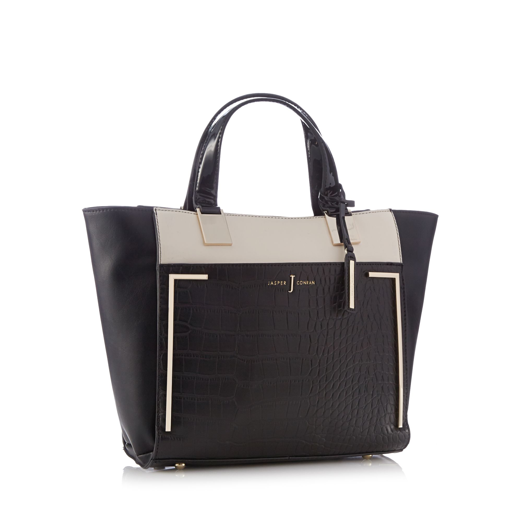 J By Jasper Conran Womens Designer Black Mock Croc Shopper Bag From ...