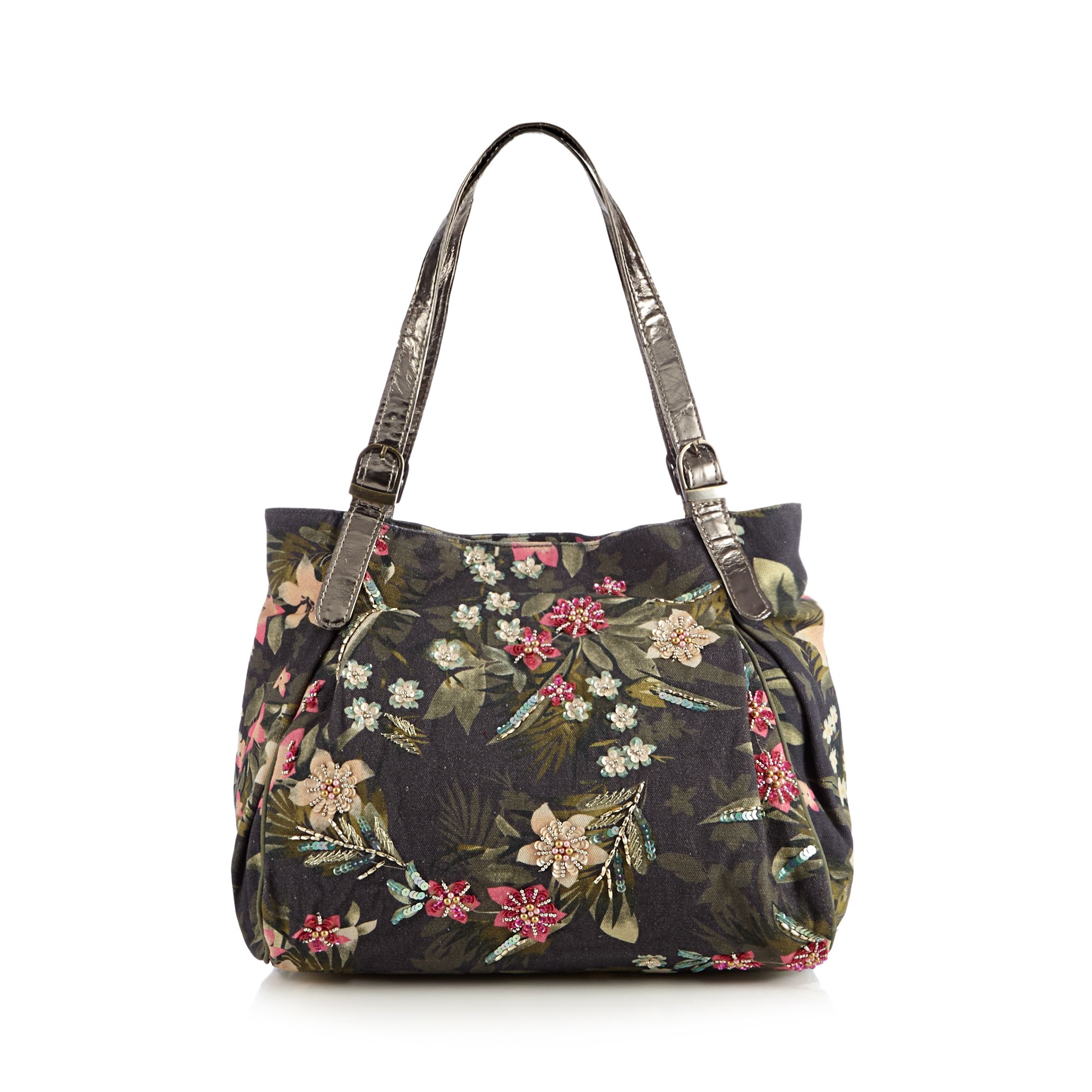 Mantaray Womens Khaki Floral Embellished Shopper Bag From Debenhams | eBay