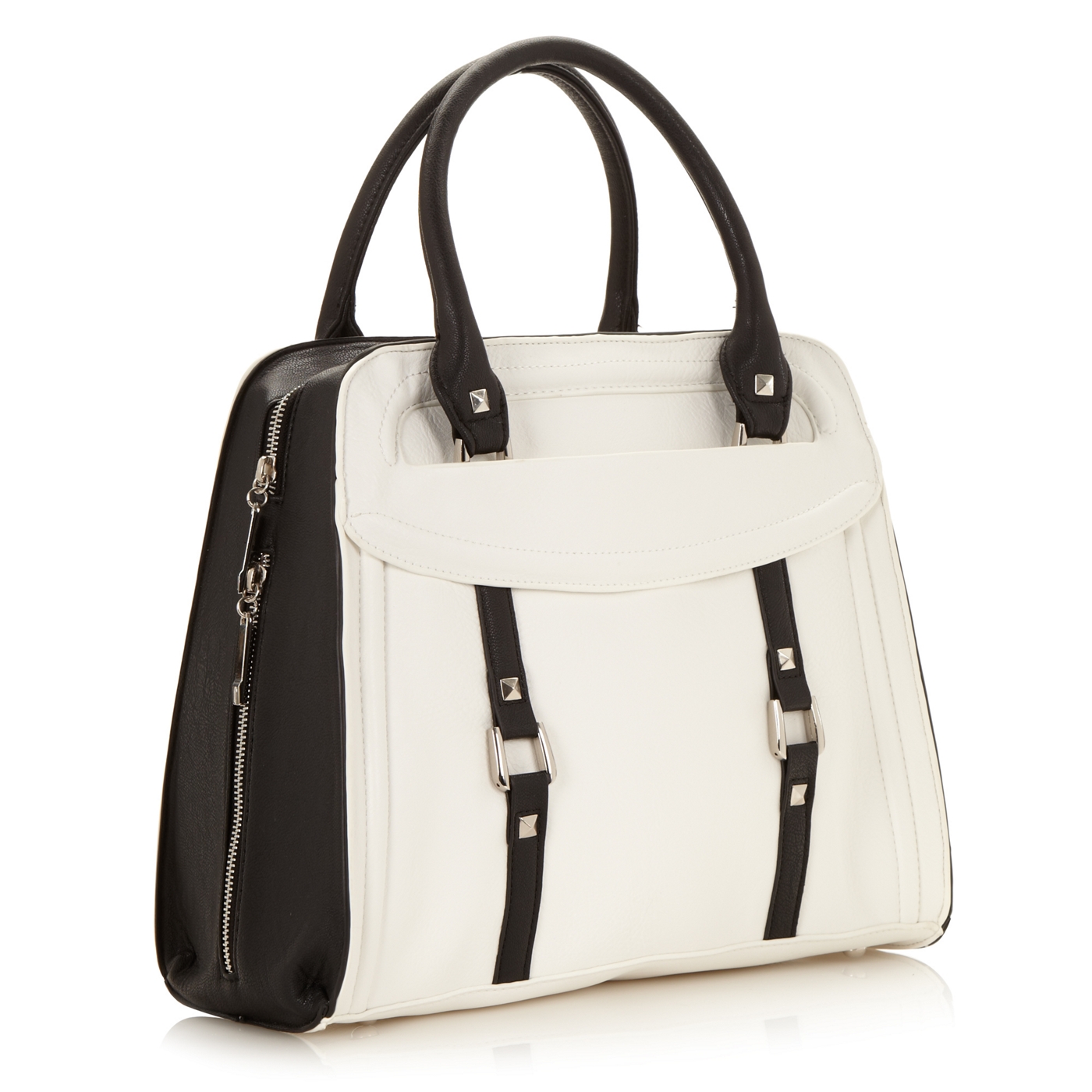 Faith White studded colour block tote bag