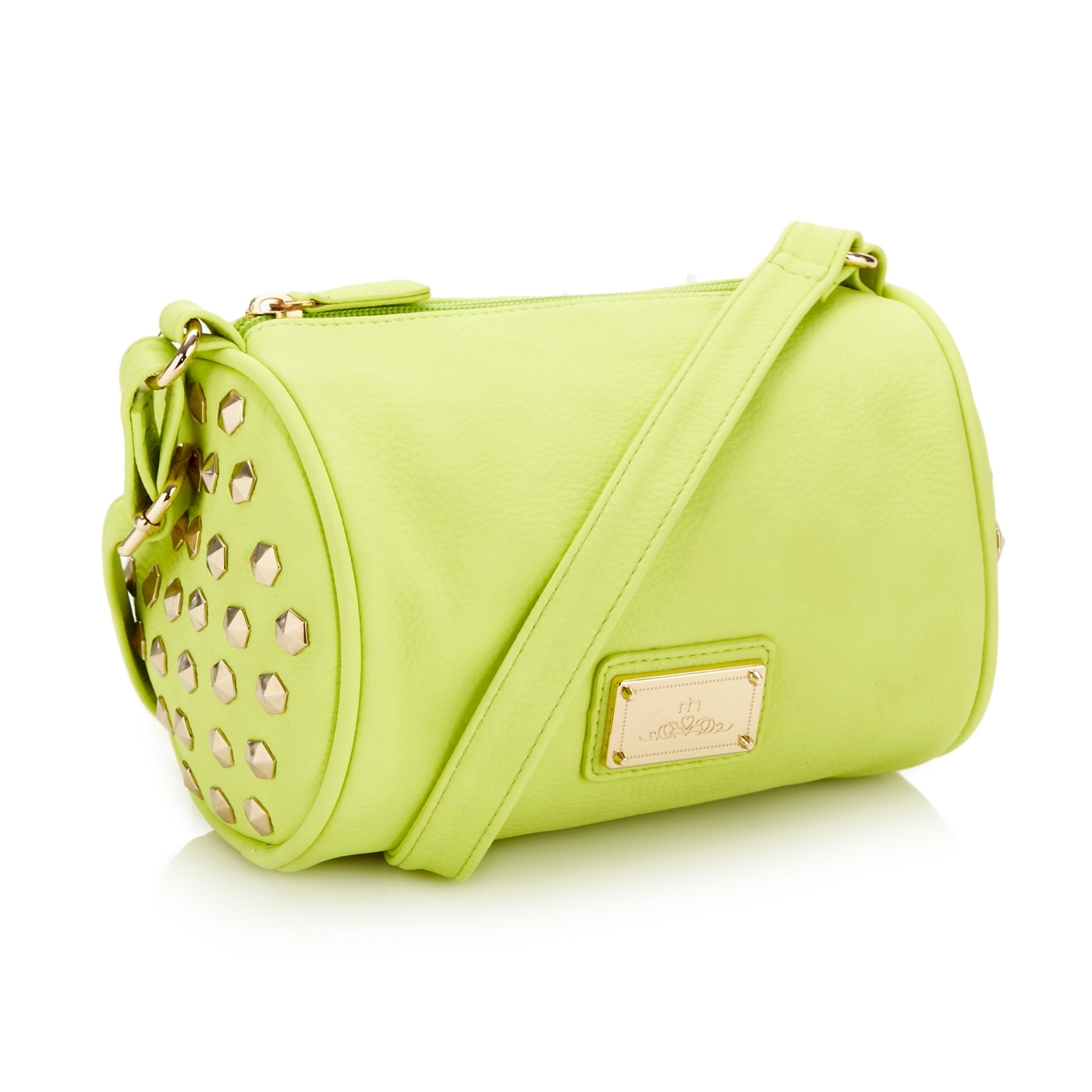 Red Herring Lime mini studded barrel bag