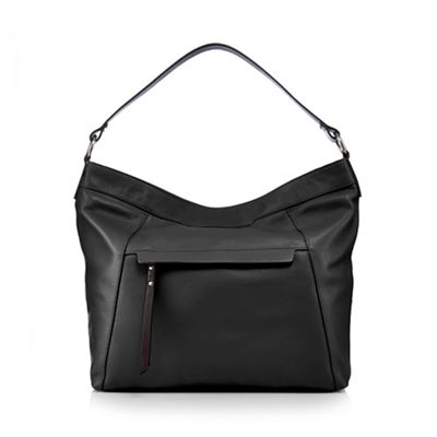 The Eighth Black leather shoulder bag | Debenhams