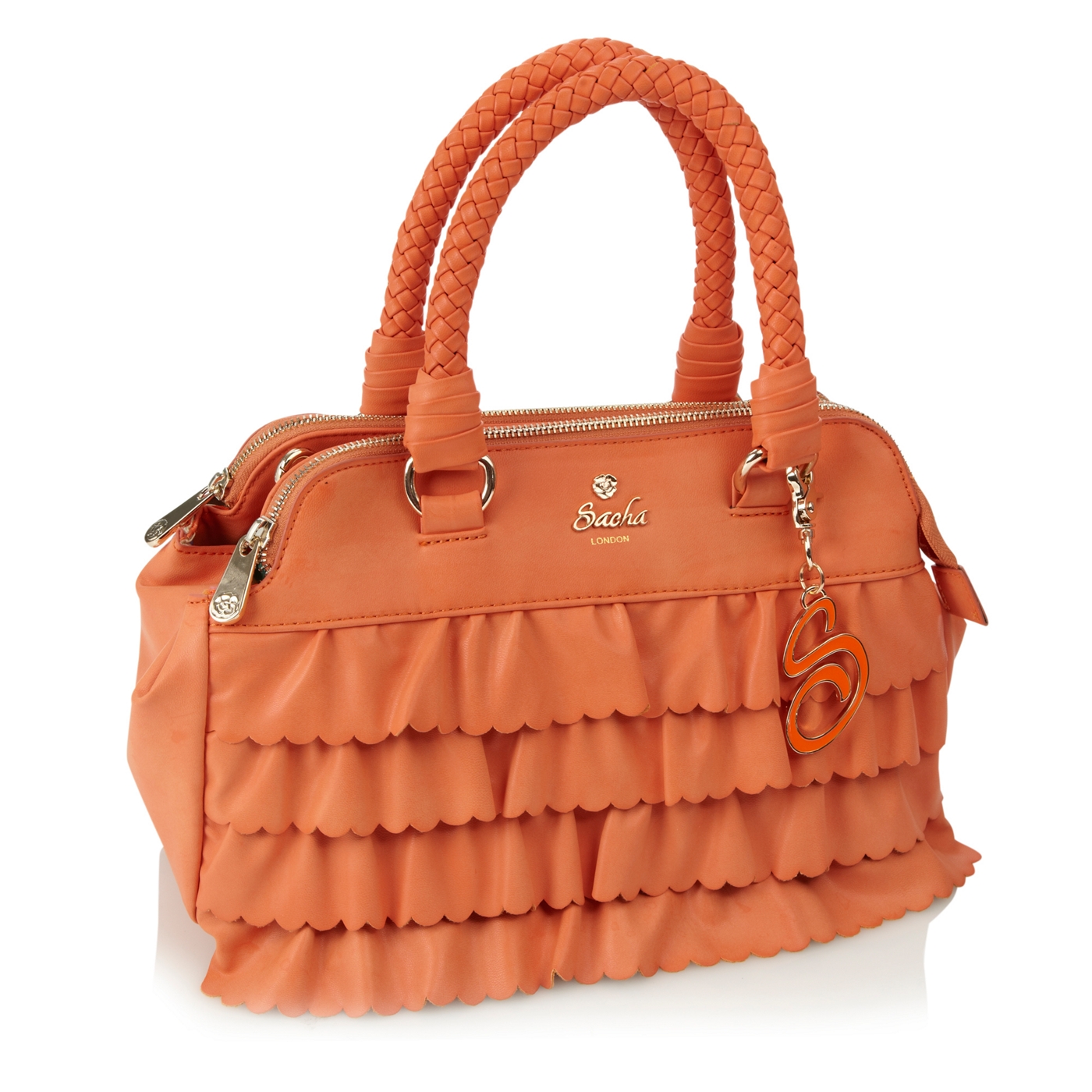 Sacha Orange scallop frill tote bag