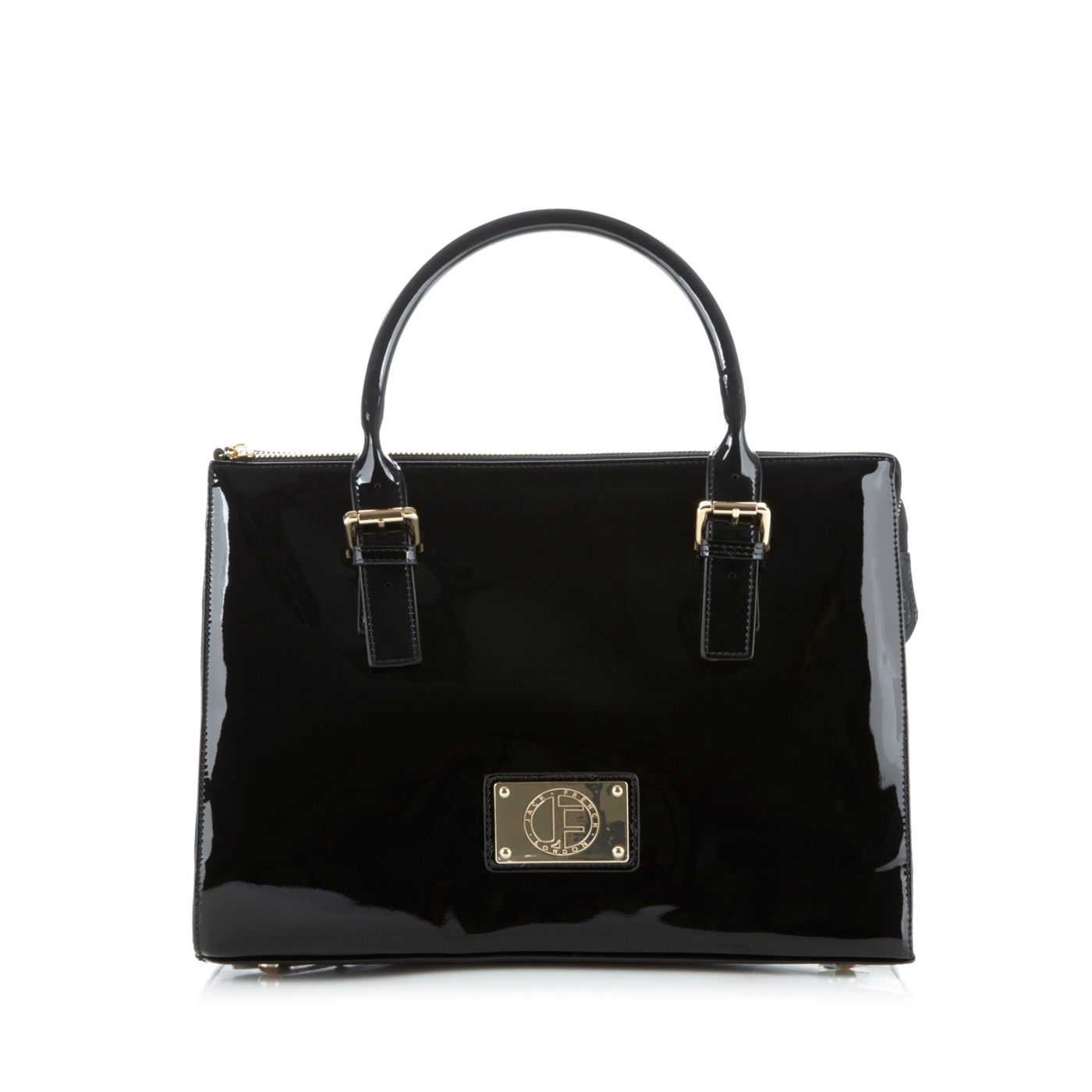 Jack French Black patent leather grab bag