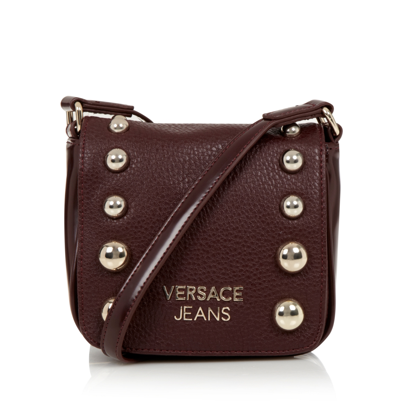 Versace Jeans Burgundy studded mini cross body bag