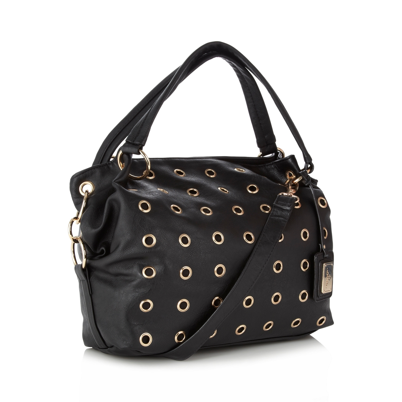 Red Herring Black eyelet slouch shoulder bag