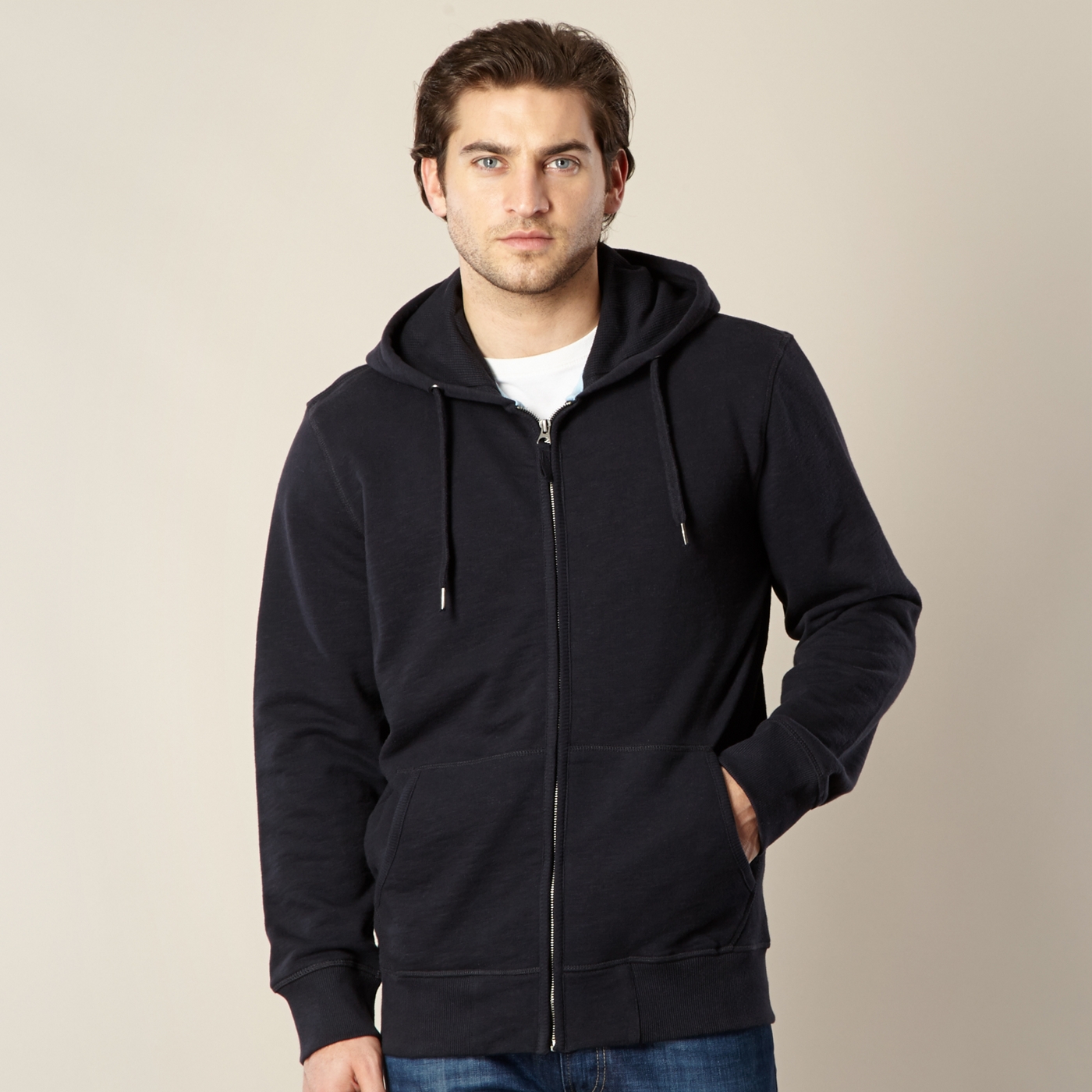 Maine New England Navy zip through hoodie