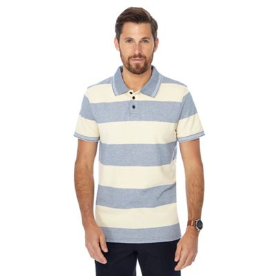 Maine New England - Yellow textured block striped polo shirt
