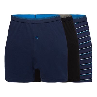 The Collection - Big and tall pack of three blue striped boxers