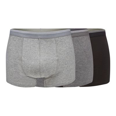 Debenhams - Big and tall pack of three black and grey hipster trunks