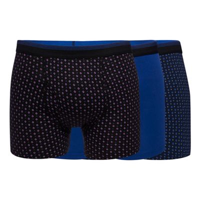 The Collection - Big and tall pack of three blue printed hipster trunks