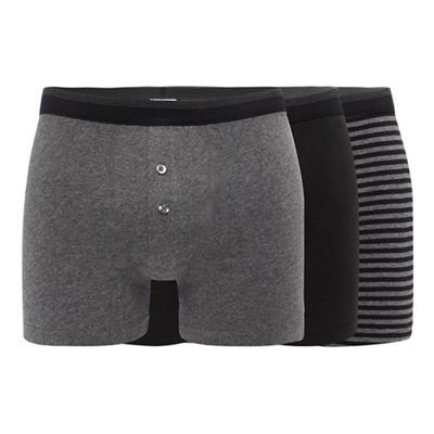 The Collection - Big and tall pack of three black striped boxers