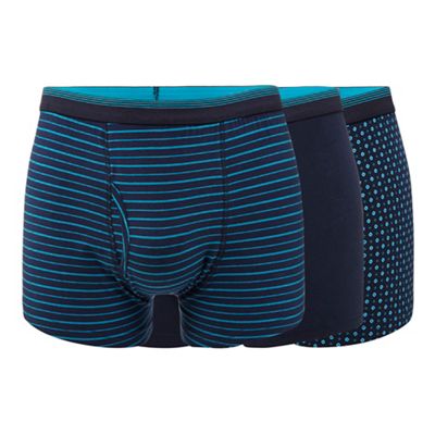 The Collection - Big and tall pack of three turquoise plain and patterned trunks