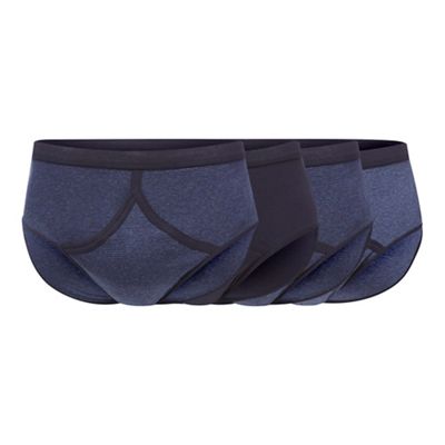 The Collection - Big and tall pack of four navy plain and striped briefs