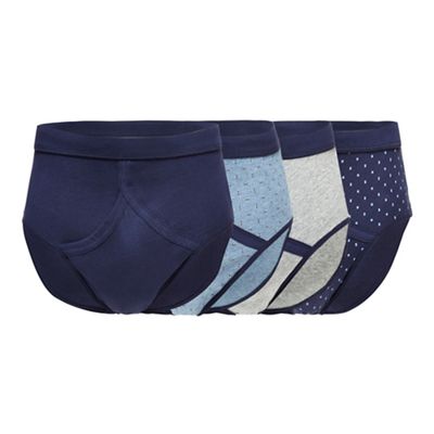 The Collection - Big and tall pack of four navy printed briefs