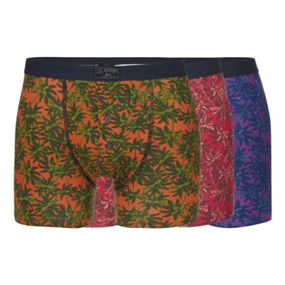 Mantaray - Big and tall pack of three multi-coloured palm tree print boxers