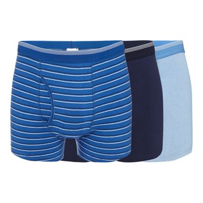 The Collection - Big and tall pack of three navy and blue plain and striped keyhole trunks
