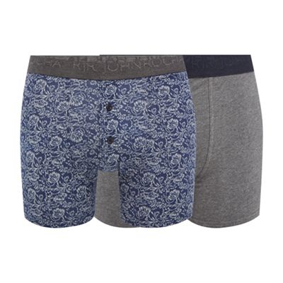 RJR.John Rocha - Big and tall 2 pack grey and navy plain and printed button boxers