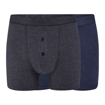 RJR.John Rocha - Pack of two grey and navy logo waistband boxers