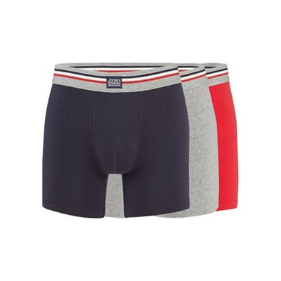 Jockey - Pack of three red navy and grey boxer trunks