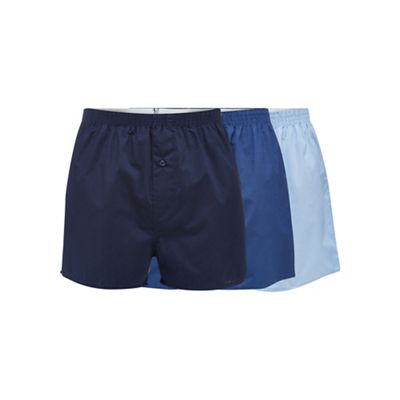 Debenhams - Pack of three blue woven boxers