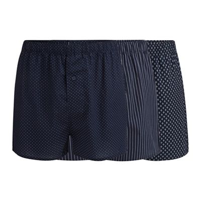 The Collection - 3 pack navy patterned boxer shorts