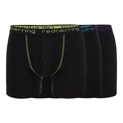 Red Herring - 3 pack black button boxers