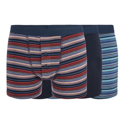 Red Herring - 3 pack multicoloured stripe print button boxers