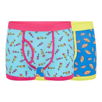 Red Herring - 2 pack clownfish and seahorse print keyhole trunks