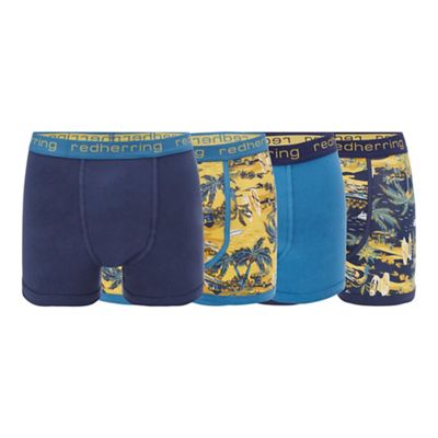 Red Herring - 4 pack blue and yellow hipster trunks