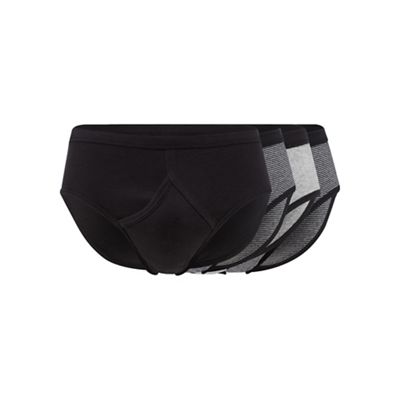 The Collection - Big and tall pack of four grey and black striped and plain briefs