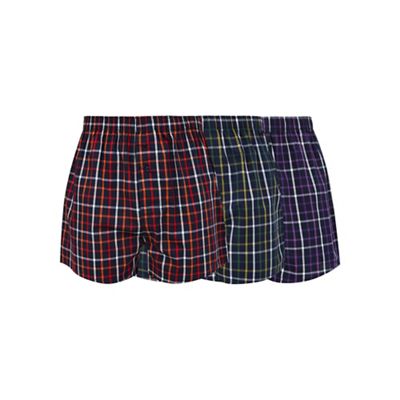 The Collection - Big and tall pack of three navy grid checked boxers