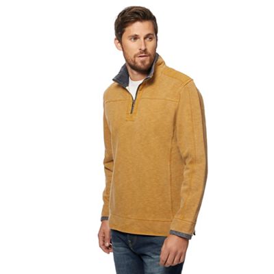 Mantaray - Gold pique zip funnel neck sweater