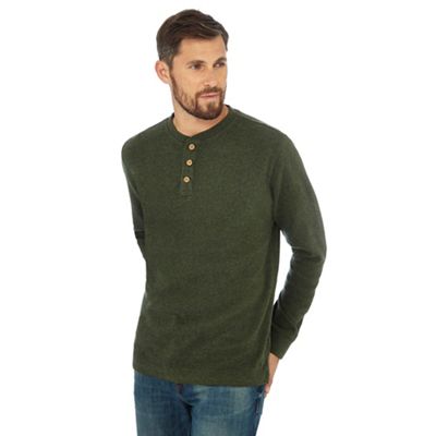Mantaray - Khaki textured granddad collar top