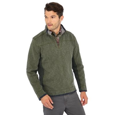 Mantaray - Big and tall khaki zip neck sweatshirt