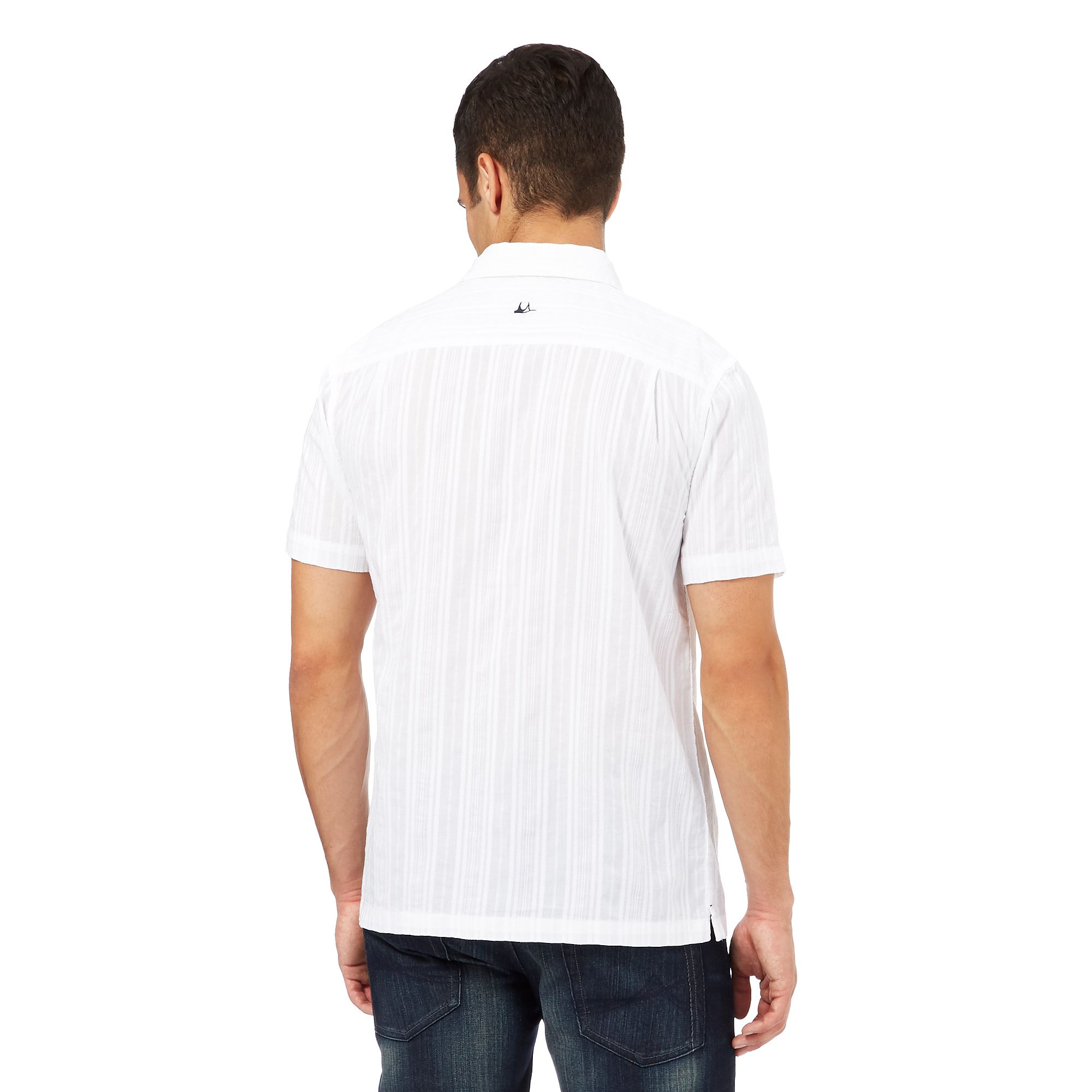 Mantaray Mens Big And Tall White Textured Short Sleeve Shirt From ...