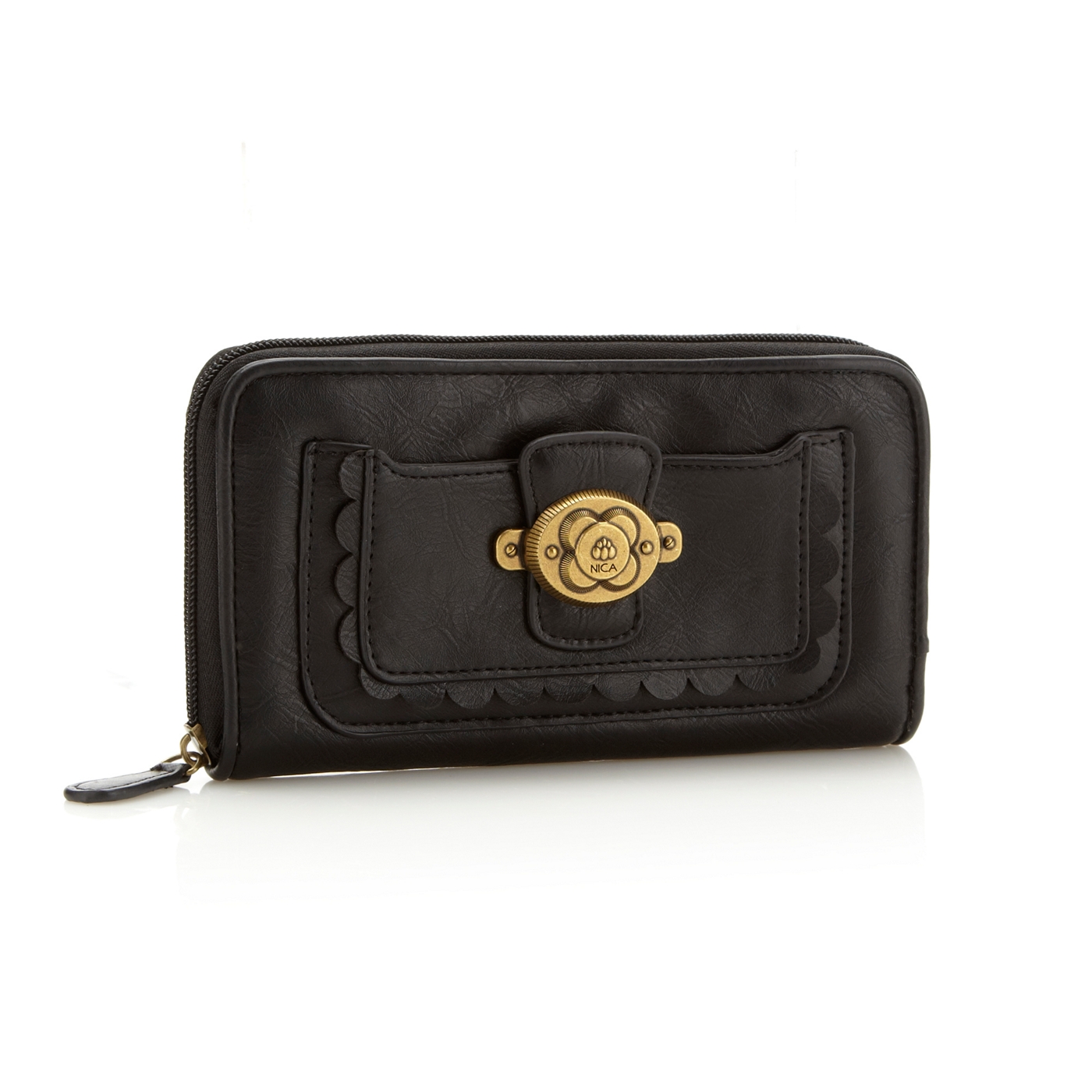 Nica Black domed logo purse