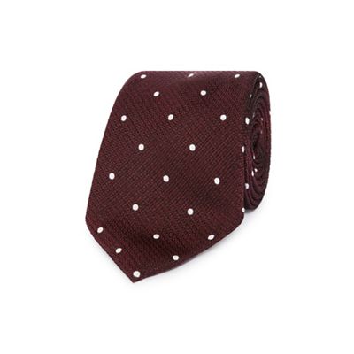 Hammond & Co. by Patrick Grant - Designer wine polka dot silk tie