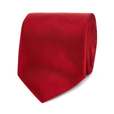 The Collection - Red ribbed slim silk tie
