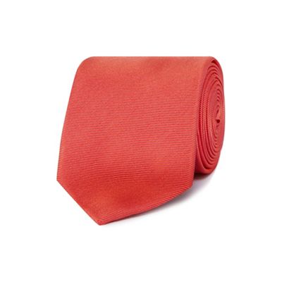 The Collection - Bright red ribbed slim silk tie